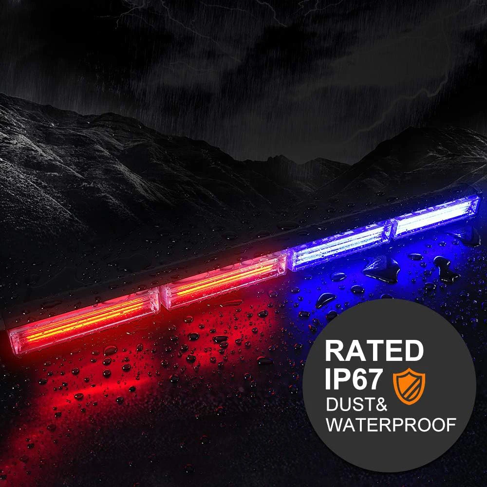 12-24V COB Strobe Light Bar Car Warning Emergency Beacon Safety Police Strobe Lights Amber Red Blue Flashing Light for Truck SUV - Image 3