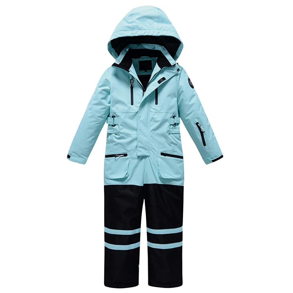 Kids Winter Snowboarding Wear,Children's Ski Overalls with Hood,Windproof Waterproof Boys Ski Suit,Girls Warm One-Piece Snowsuit