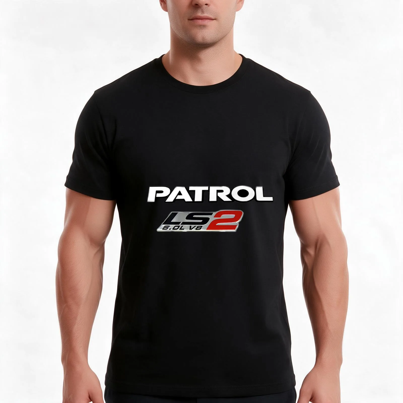 patrol ls2 T-Shirt, Summer Casual Cotton Tee, Oversized Streetwear Tops, Vintage Graphic Print, Loose Fit Short Sleeve
