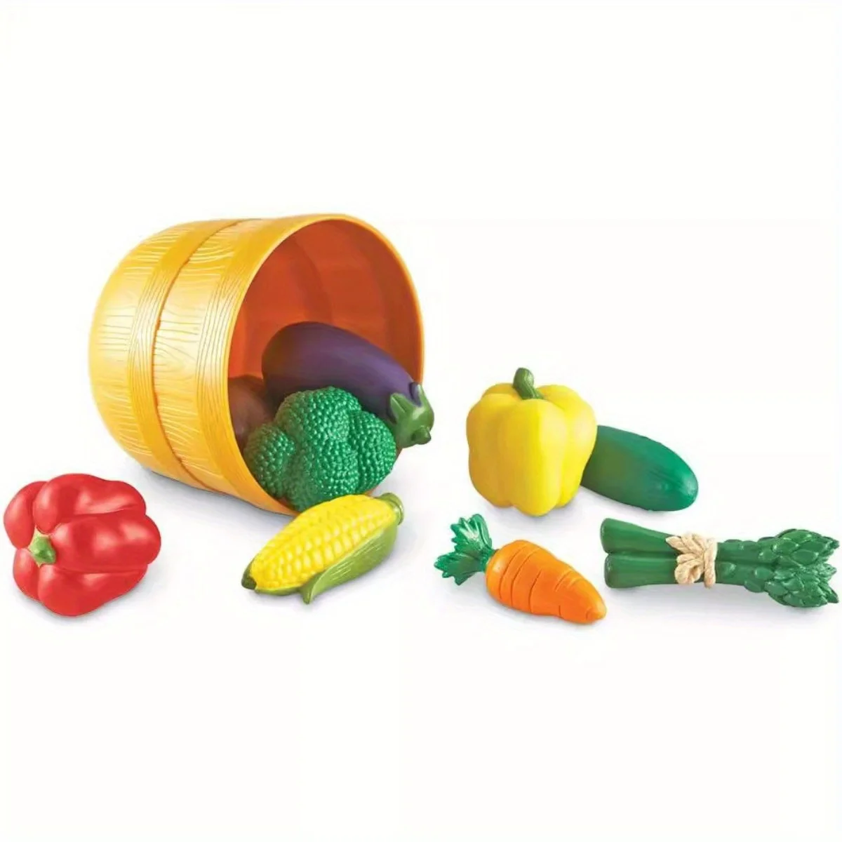 Conjunto de cesta de frutas de borracha macia para crianças, Brinquedos para brincar, Balde 5 cores para vegetais e cozinha, Comida Cecile