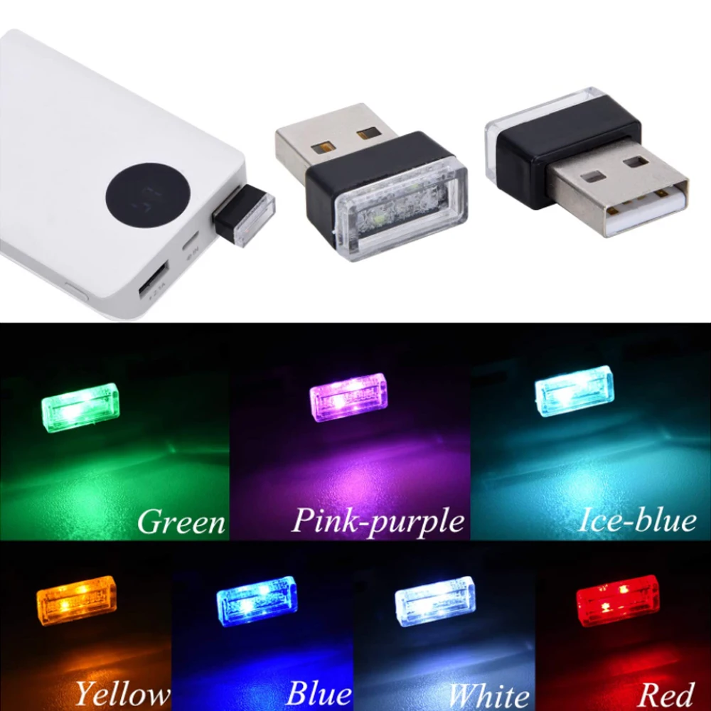

7 Colors Mini USB Light LED Modeling Light Car Ambient Light Neon Interior Light Car Interior Decorative Light Car Goods White
