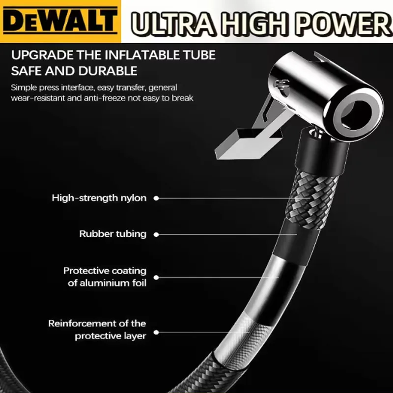 Inflador de Neumáticos Eléctrico Inalámbrico DEWALT 2026, Compresor de Aire Automático con Manómetro Digital para Automóvil y Bicicleta - Funciona con Batería