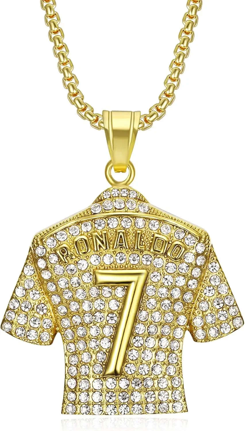 Kalung Liontin Jersey Sepak Bola Nomor 7, Kalung Bola Jersey Sepak Bola Nomor 7 Bahan Titanium Steel, Kalung Bintang Sepak Bola Nomor 7