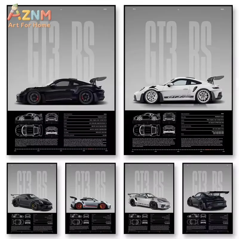1PC ，Minimalist 911 GT3-RS 718 GT4 RS Hyper Car Sports Car Supercar Poster Canvas Painting Wall Art Pictures Home Interior Decor