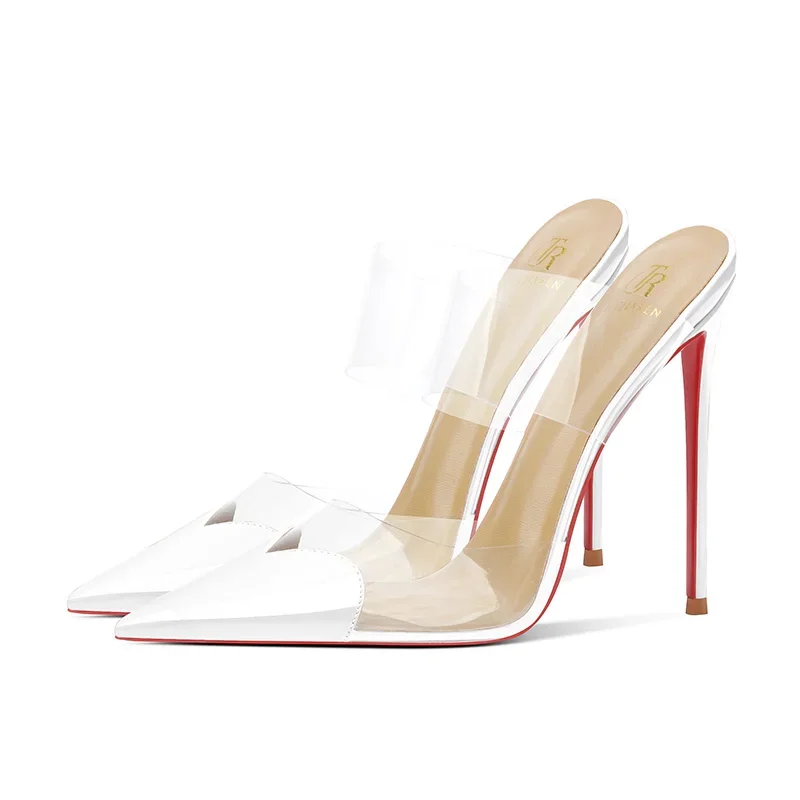 

Новые летние модные женские прозрачные внешние тапочки Love на тонком каблуке и сексуальные сандалии с острым носком