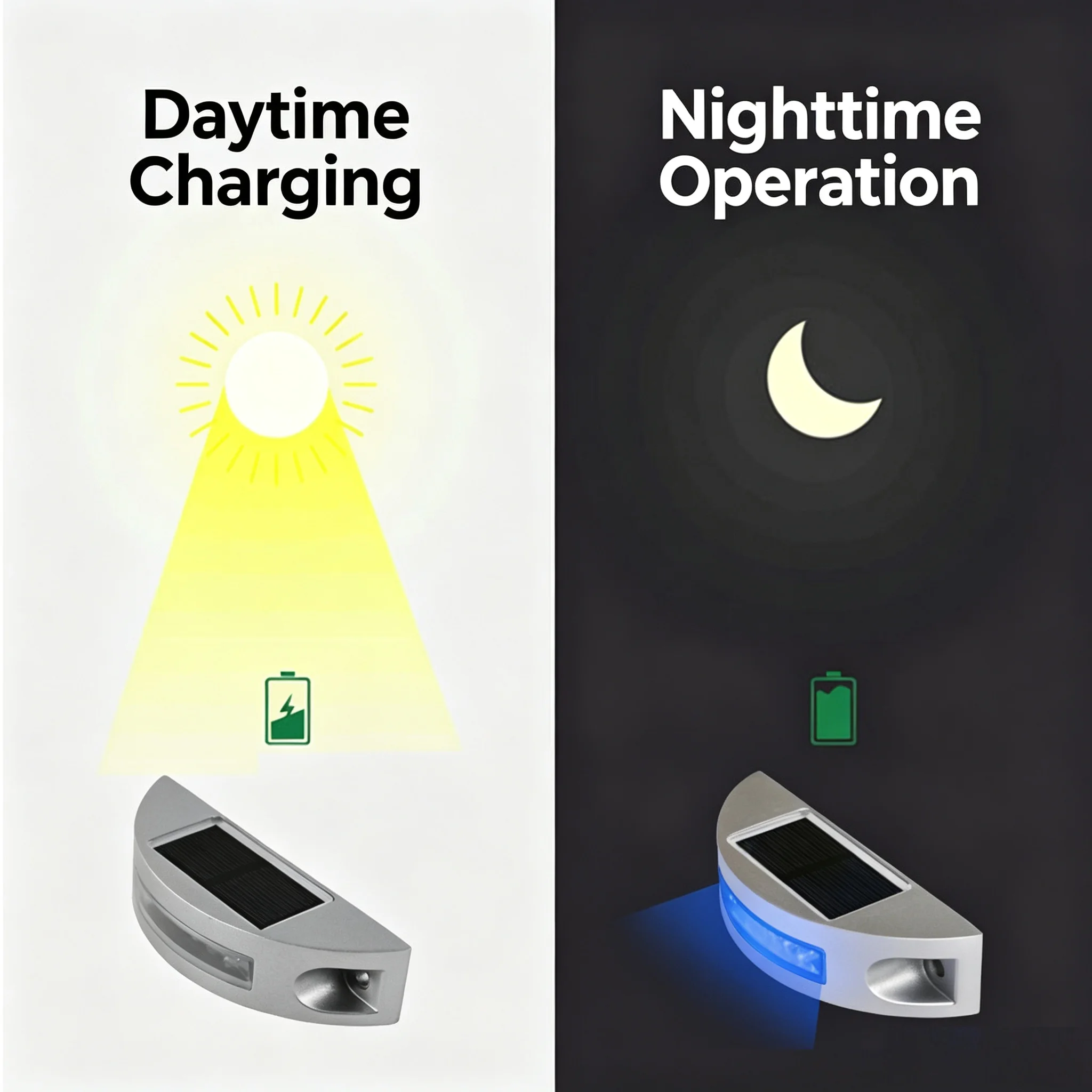 Waterproof Powered Aluminum Deck Dock Synchronous Long Visible Range Cat Eyes Crescent Shaped Solar Road Stud