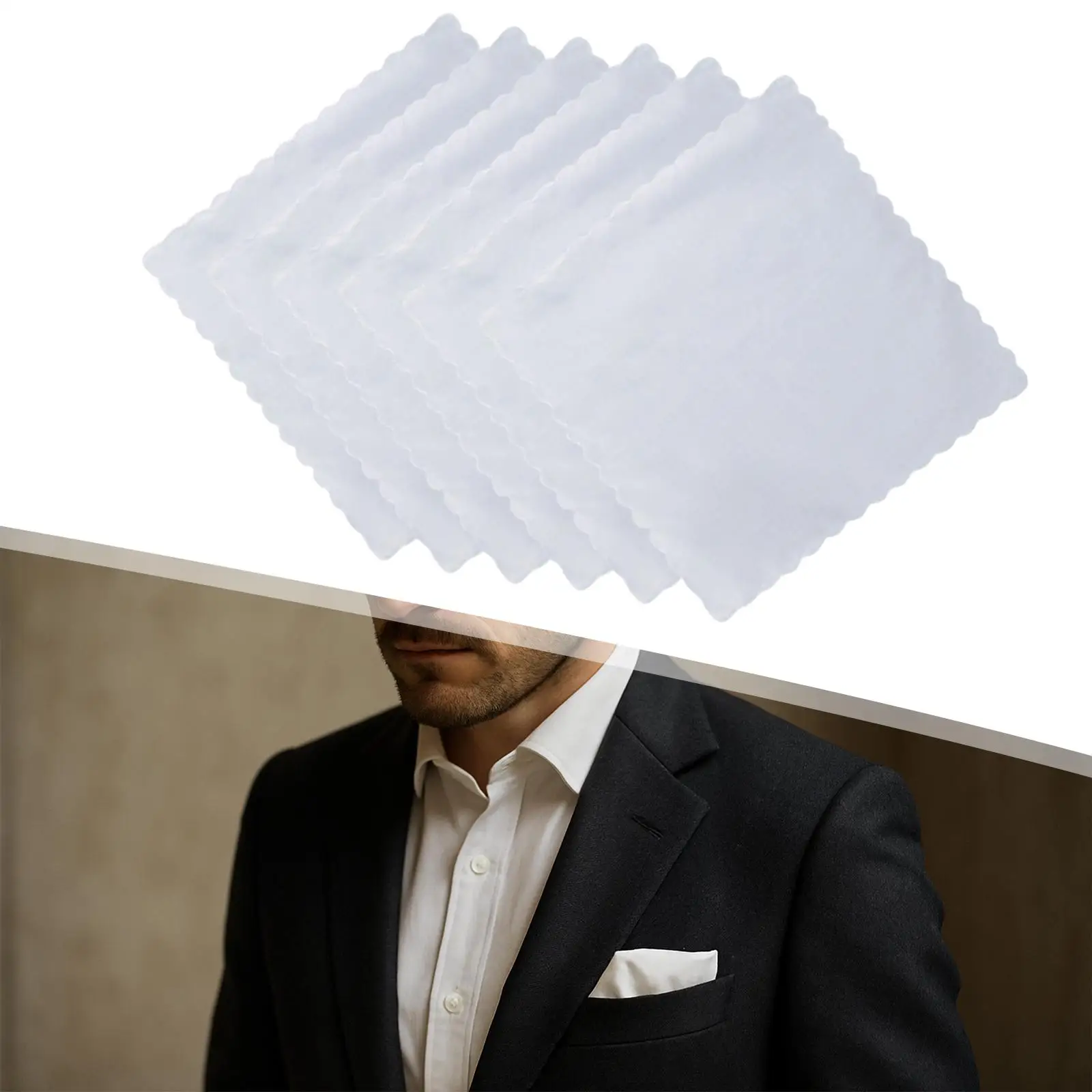 6x مناديل بيضاء للرجال هدايا مناديل مربعة للجيب للاحتفال بالبدلة