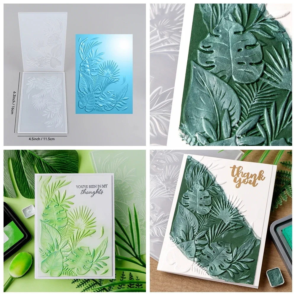 3D Embossing Folder Leaves Sprig Grass Edge Pattern for DIY Scrapbooking Adding Texture Paper Greeting Card Crafting Making