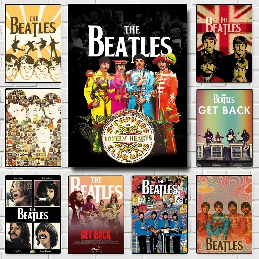 Band The Beatles Poster Self-adhesive Art Waterproof Paper Sticker Coffee House Bar Room Wall Decor