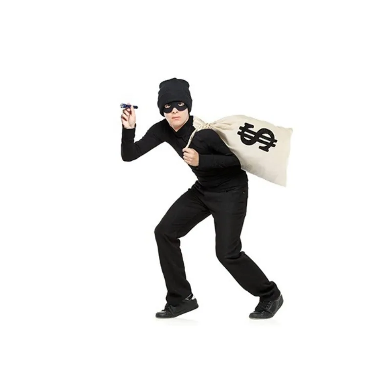 

Halloween Parody Costume Thief Robber Cos Set Fake Dollar Bills Printed Wearable Mask Group Funny Costume Theme Party Costume