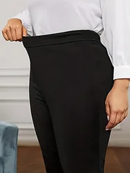2024 autumn new women's plus size knitted fabric elegant, gentle and temperament British style wide-leg casual pants.
