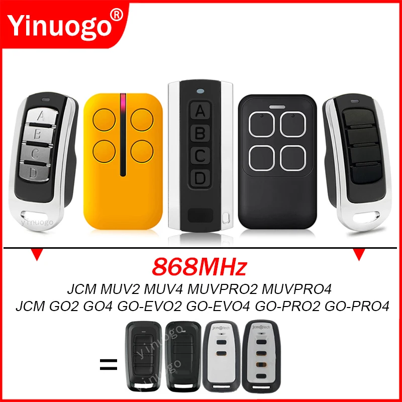 JCM GO 2 4 GO2 GO4 GO-EVO2 GO-EVO4 GO-PRO2 GO-PRO4 MUV2 MUV4 MUVPRO2 MUVPRO4 Garage Door Remote Control Duplicator Opener 868MHz