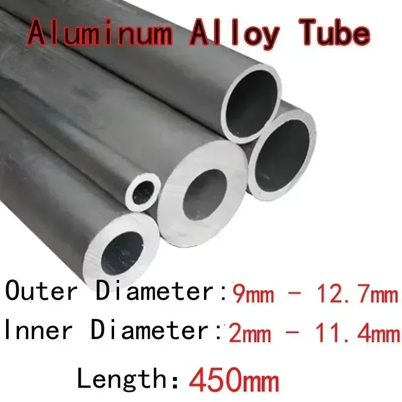 

dTaAdeiW 1 шт., длина 450 мм, 9 мм-12,7 мм, внешний диаметр 2 мм-11,4 мм, внутренний диаметр, трубка из алюминиевого сплава AL, круглая труба, полая прямая трубка