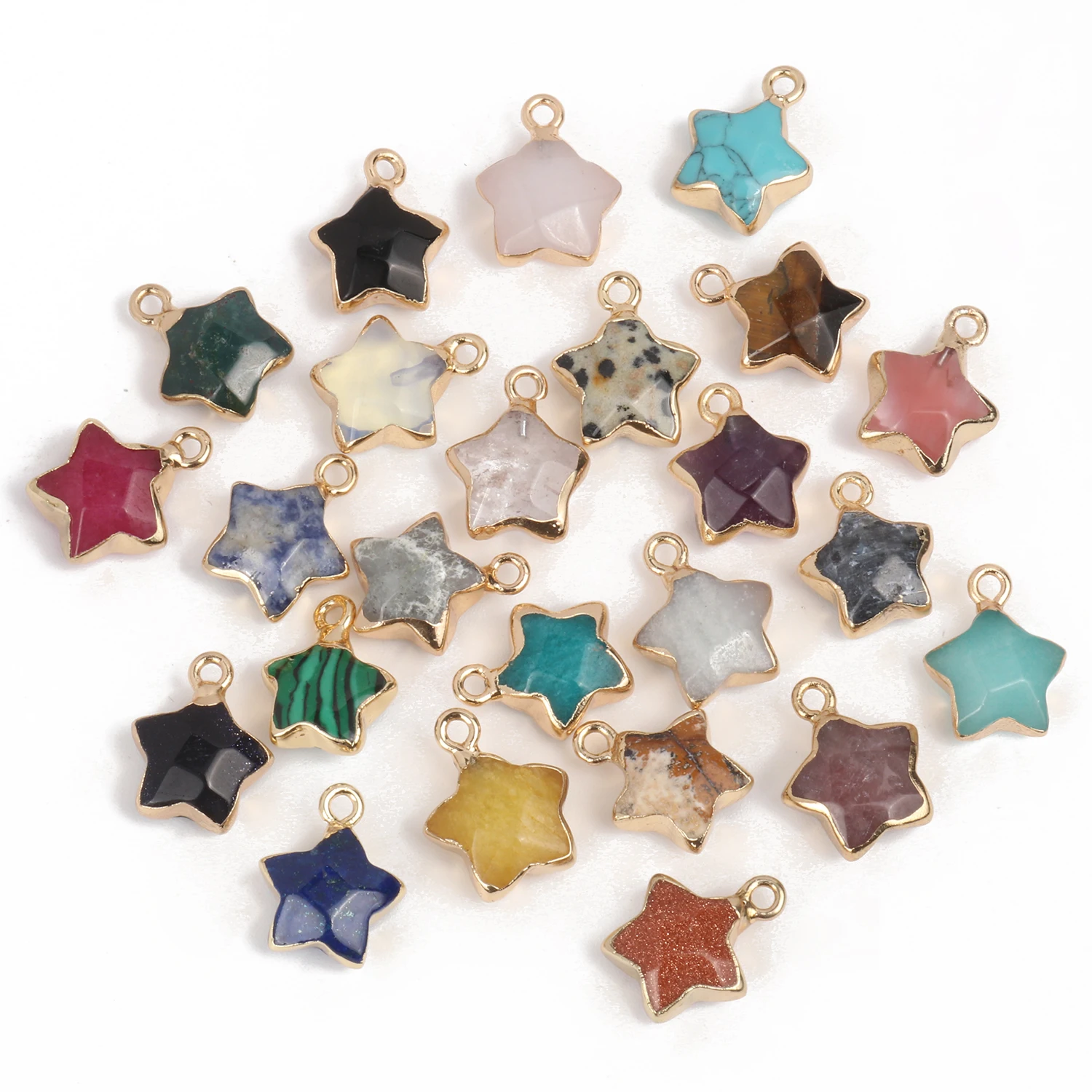 16x13mm Natural Stone Star Shape Pendant Amethyst Opal Agate Crystal Quartz Charm Women Jewelry diy Earring Necklace Supplies