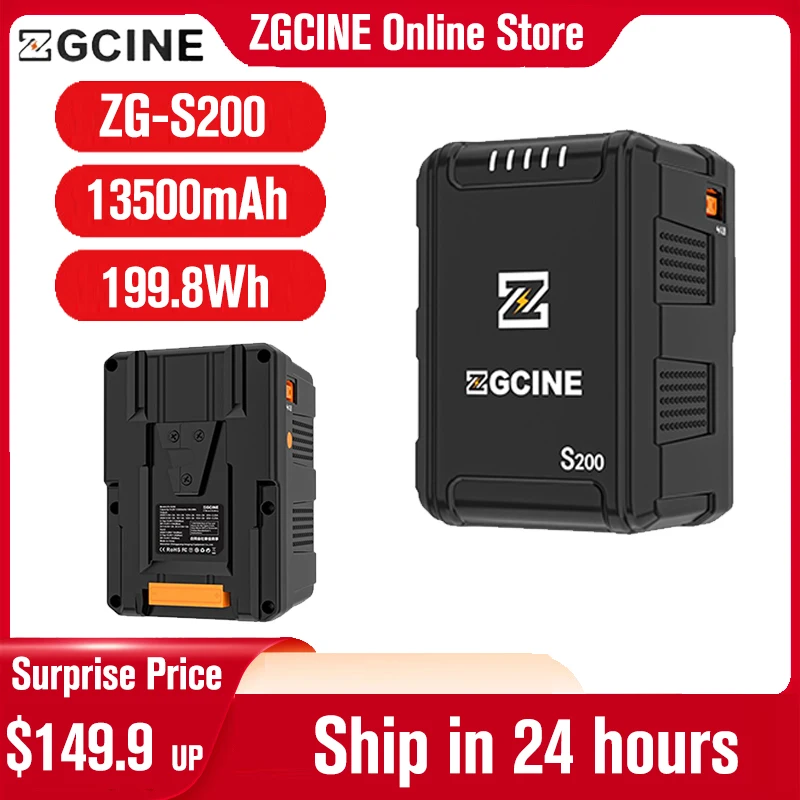 

ZGCINE ZG-S200 V Mount Battery 13500mAh V-Lock литиевая батарея для быстрой зарядки для DSLR-камер смартфонов ноутбуков и видеосъемки