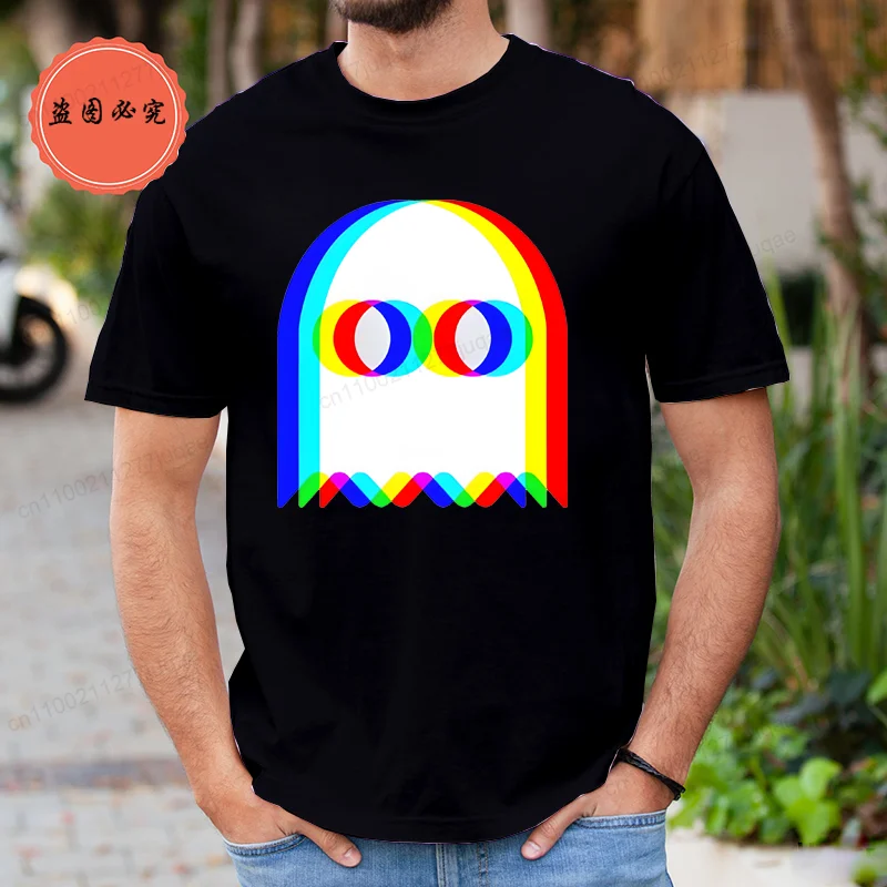 New Men's Casual T-Shirts Short Sleeved Shirt Ghost Trippy Vaporwave Halloween Techno Rave EDM Party Fashion Summer T-Shirts Top