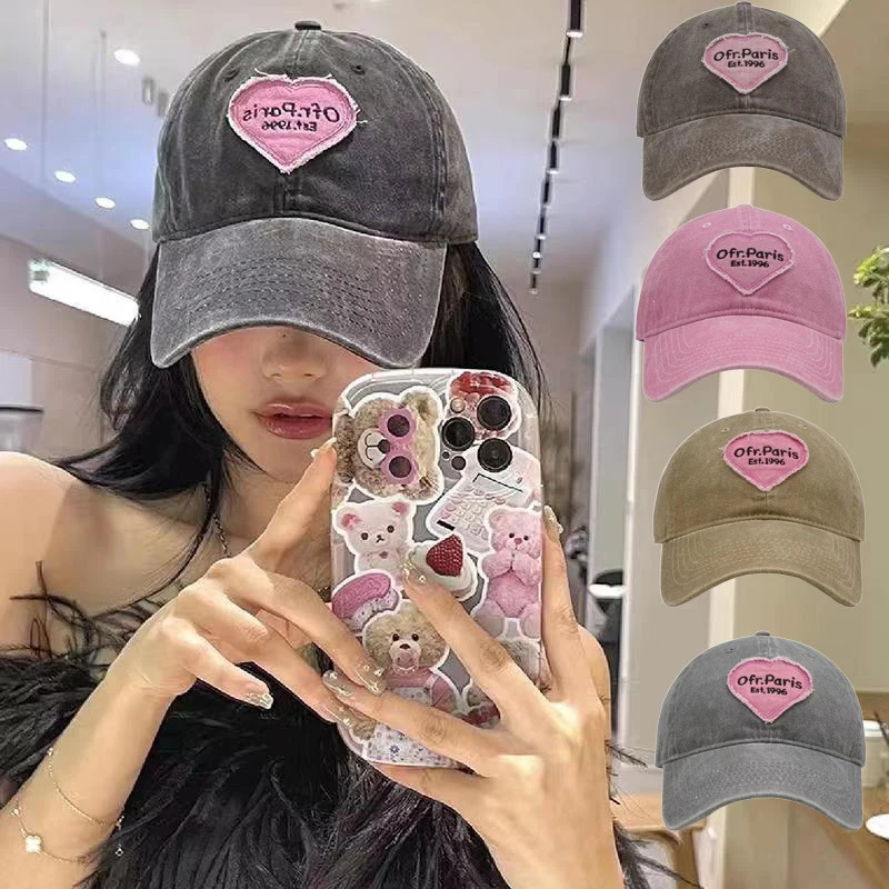 Embroidered Peaked Cap Sweet Cool Sun Hat Korean Style Versatile Curved Brim Trendy Baseball Cap Spring Autumn image 2