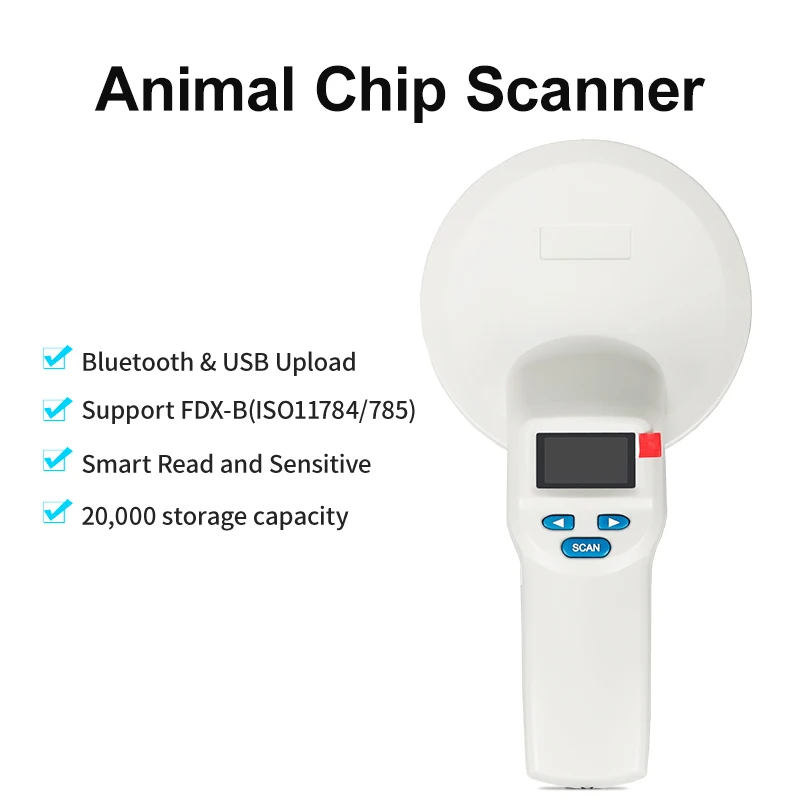 FDX-B 134.2Khz USB 2.0 Blue-Tooth Handheld Storage 20000 Records UID+Time RFID Dog Chipset Reader 125Khz Animal Chip Scanner