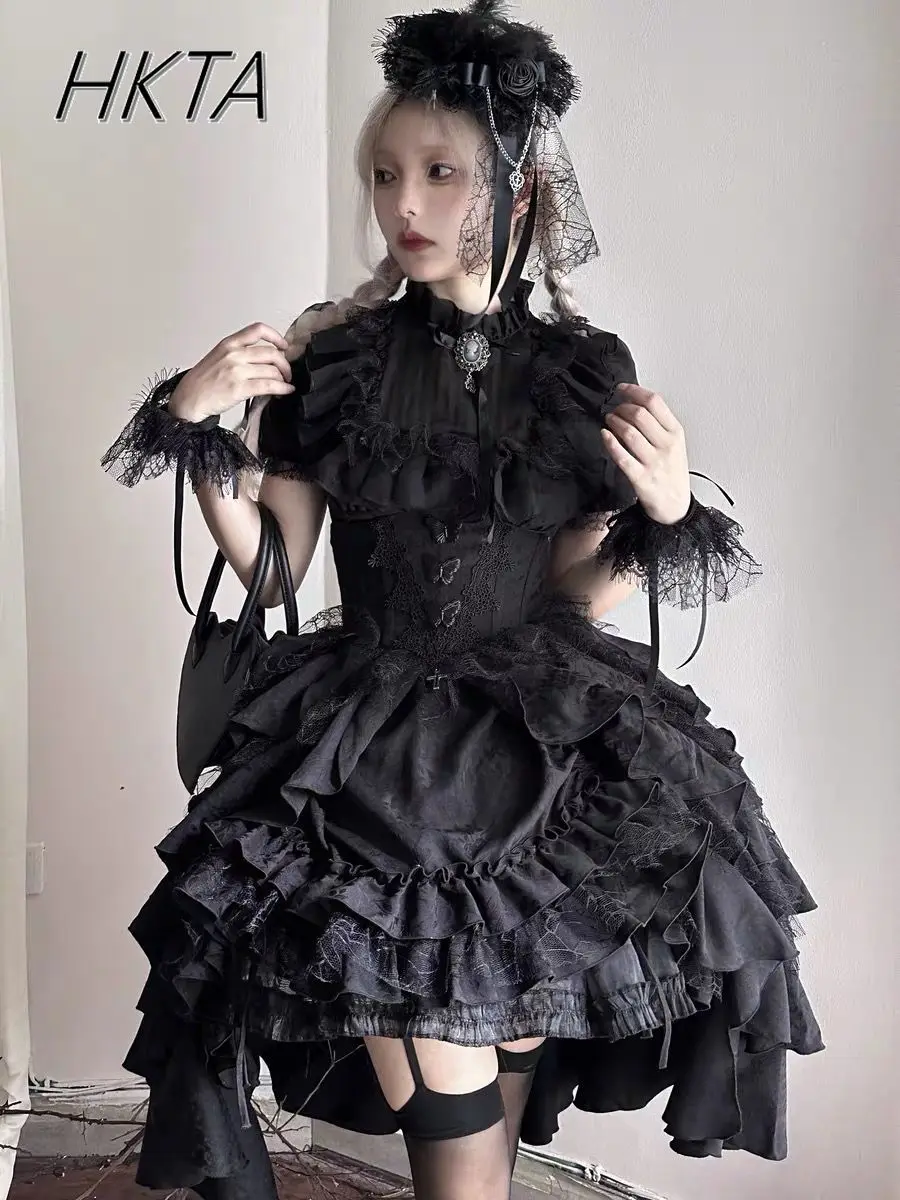 Halloween Goth Shirt Top Rok Set Vrouwen Lolita Kerst Meisjes Donkere Korte mouwen Blouse Hoge Taille Onregelmatige Plooirok Y2k