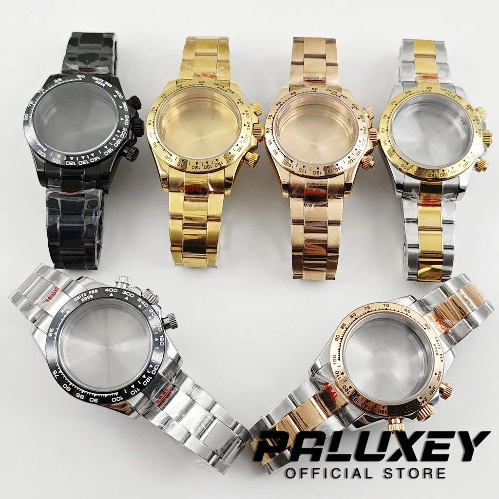 

40mm Watch Case Stainless Steel Watch Accessories Sapphire Crystal Daytona With Bracele For VK63A Movement VK Series Mod Parts