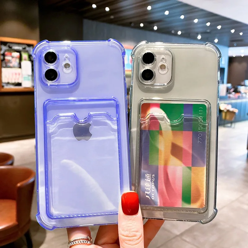 Wallet Phone Cases For iPhone 16 11 Pro Max Bumper 15 14 13 12 Pro 16 15 14 7 8 Plus X XS XR XS Max 7 8 SE Transparent Soft Case