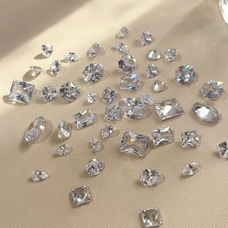 5 قطع تألق شفافة الزركون مسمار الفن لامعة واضحة وأشار أسفل كريستال 3d Diy مانيكير الديكور الملحقات #6