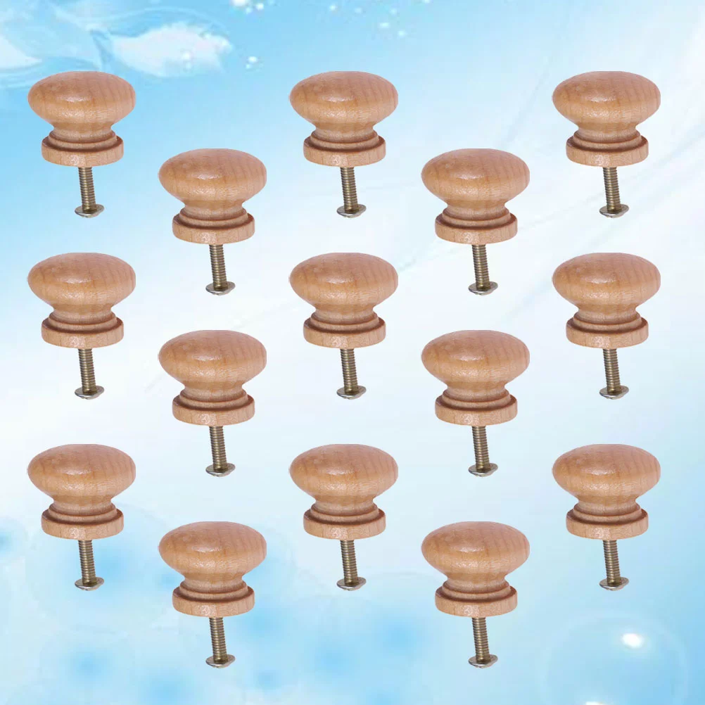 15 Pcs Small Style Knobs Wooden Door Supplies Drawer Handles Bamboo Cabinet Furniture