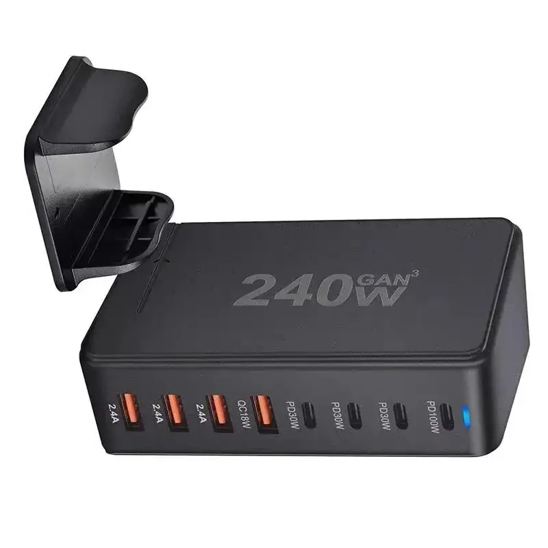 240 واط سطح المكتب GaN شاحن USB نوع C PD 8-port شاحن شحن سريع 3.0 USB نوع C4A4C شاحن USB المحمول