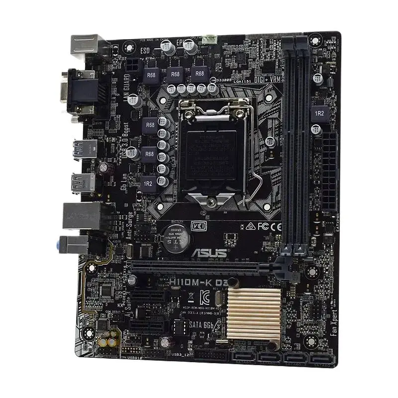 ASUS  Intel H110 Motherboard H110M-K D3  LGA 1151 DDR3 32GB  upport Core i3-6300 7300  G3930 7600 6700 7700 cpu DDR3 32GB