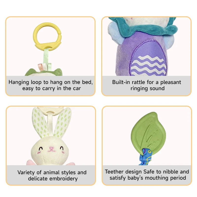 Giocattoli di peluche per bambini Ciondolo per culla Giocattoli sonori Facilitare i bambini Sviluppo del cervello Presa a mano Giocattoli di peluche Regalo per neonati