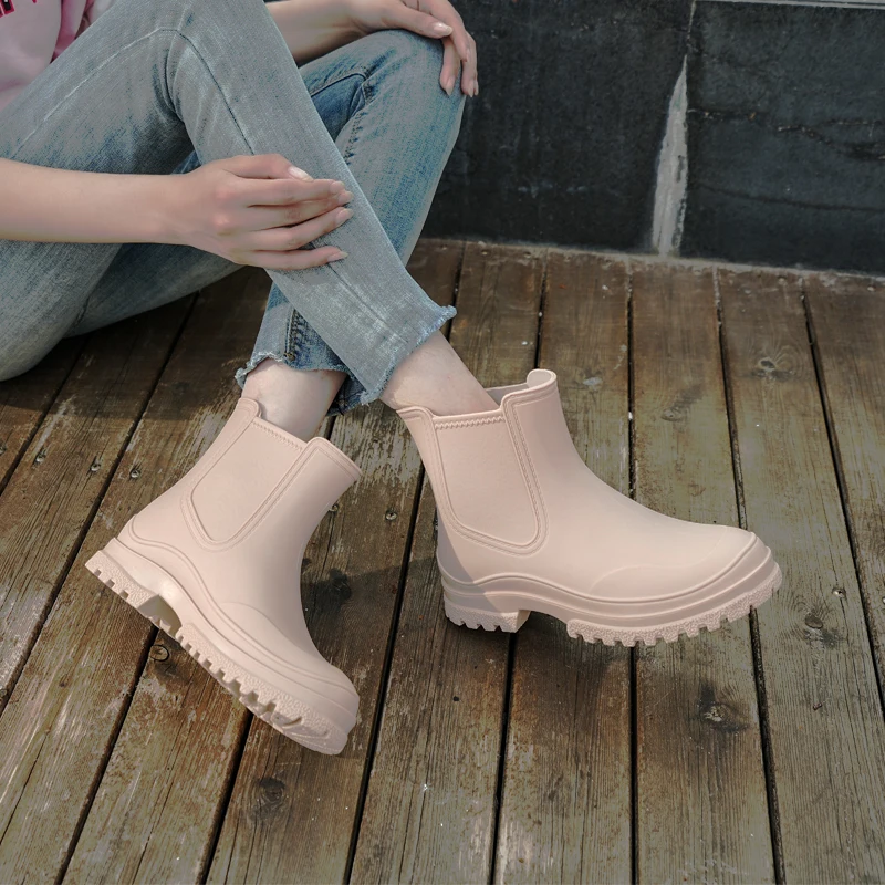 

Женские нескользящие резиновые сапоги «Челси» с низким берцем, модная легкая и износостойкая садовая обувь с короткой трубкой, обувь для воды на открытом воздухе