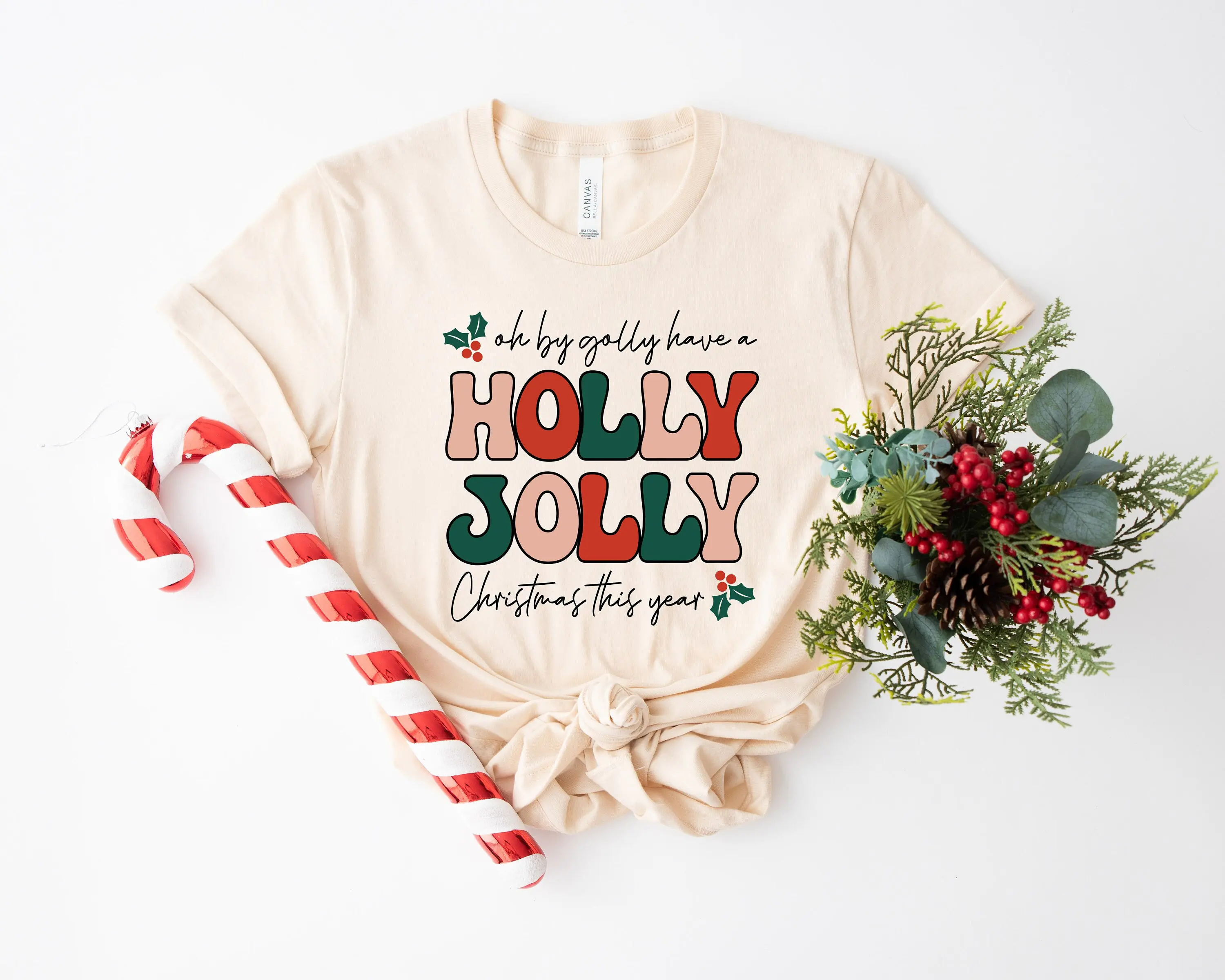 Holly Jolly Christmas This Year T Shirt Retro Trendy for Winter Happy New