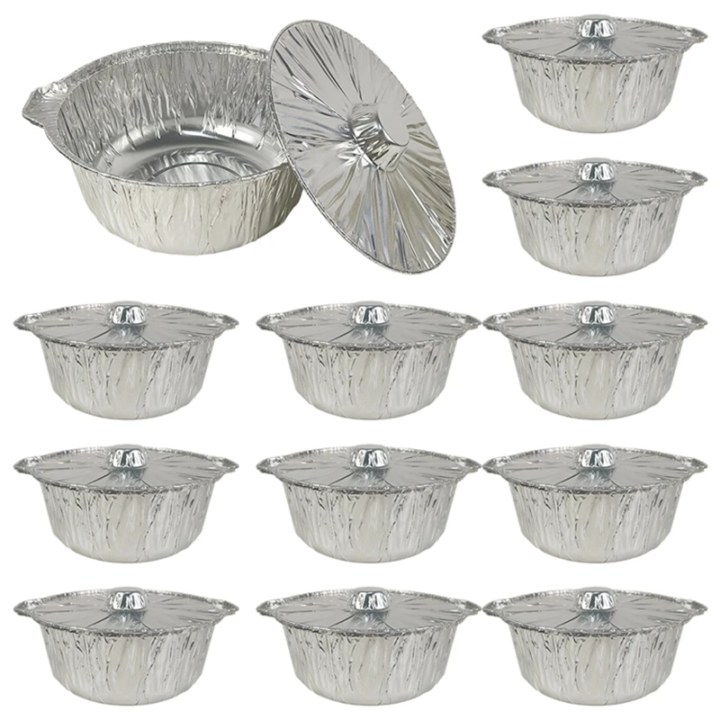 Thickened Heavy Duty Aluminum Foil Pots 5pcs Pack 3500ml Disposable Cookware Oven Safe Tin Foil Trays for Camping  Kitchen Use