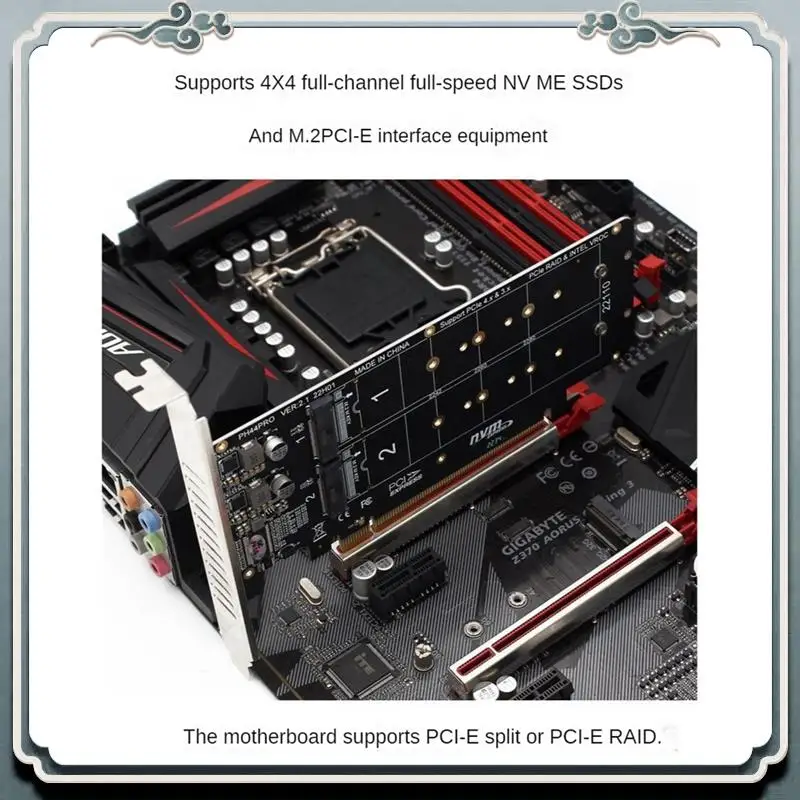 

Премиум-карта расширения PCIE 4.0 с двумя дисками Pciex16 к M.2 M-Key NVME SSD, поддерживает 4 твердотельных накопителя Nvme M.2 M Key 2280