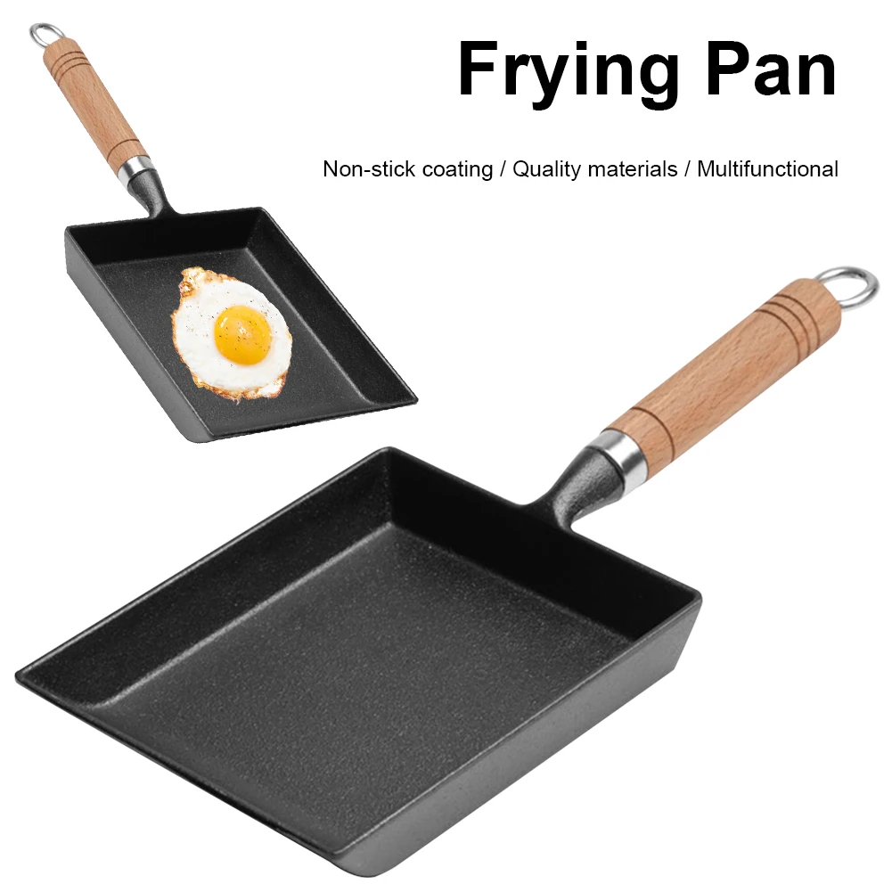 Cast Iron Egg Frying Pan Non-Stick Japanese Omelette Pan Pancake Kitchen Pot Maker Thickened Omelette Tamagoyaki Frying Pan