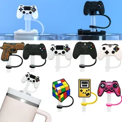 1 pçs pvc palha capa gamepad brinquedo pistola série palha topper reutilizável hermético drinkware tampa de poeira à prova respingo beber palha ponta