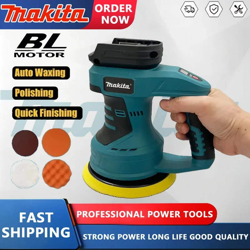 

Аккумуляторная полировальная машина Makita с 8 скоростями, электрический роторный инструмент для полировки автомобилей, работает от батареи 18В.
