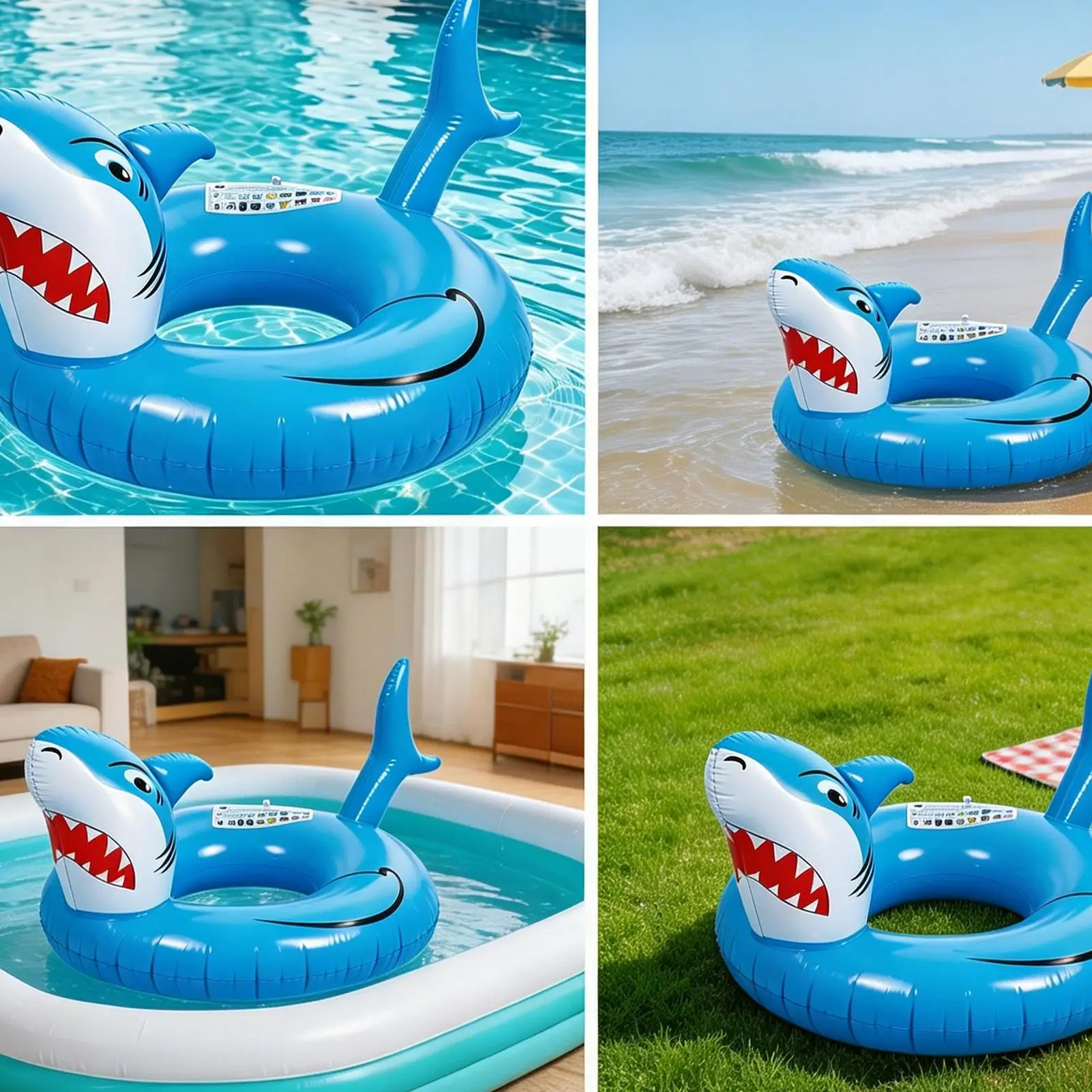 Shark Pool Floats For Adults Inflatable Swim Tube Ring Toy Summer Tanning Water Floating Lounge For Women Men Summer Vacation