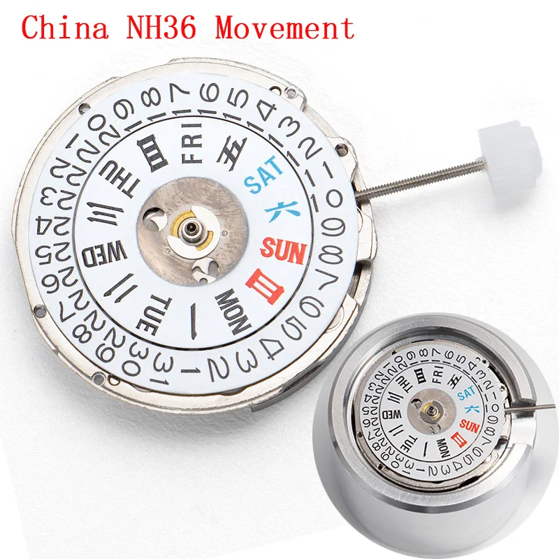 

China NH36 Movement Can Replace Japan for NH36 Movement Date 3 o'clock White Double Date High Accuracy Automatic Mechanical NH36
