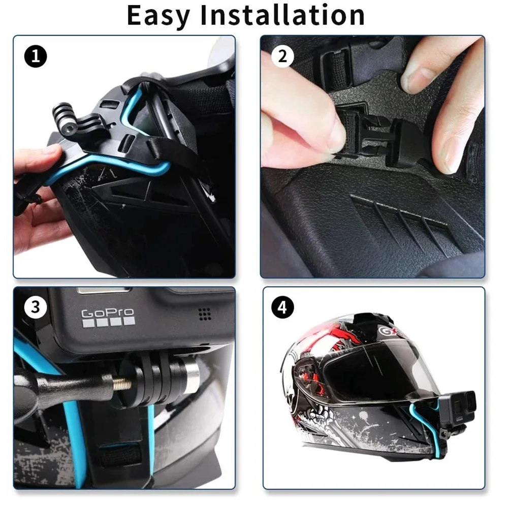 Helmet Strap Mount For Gopro Hero 13 12 11 10 9 8 7 6 5 4 Motorcycle Yi Action Sports Camera Mount Full Face Holder Accessories