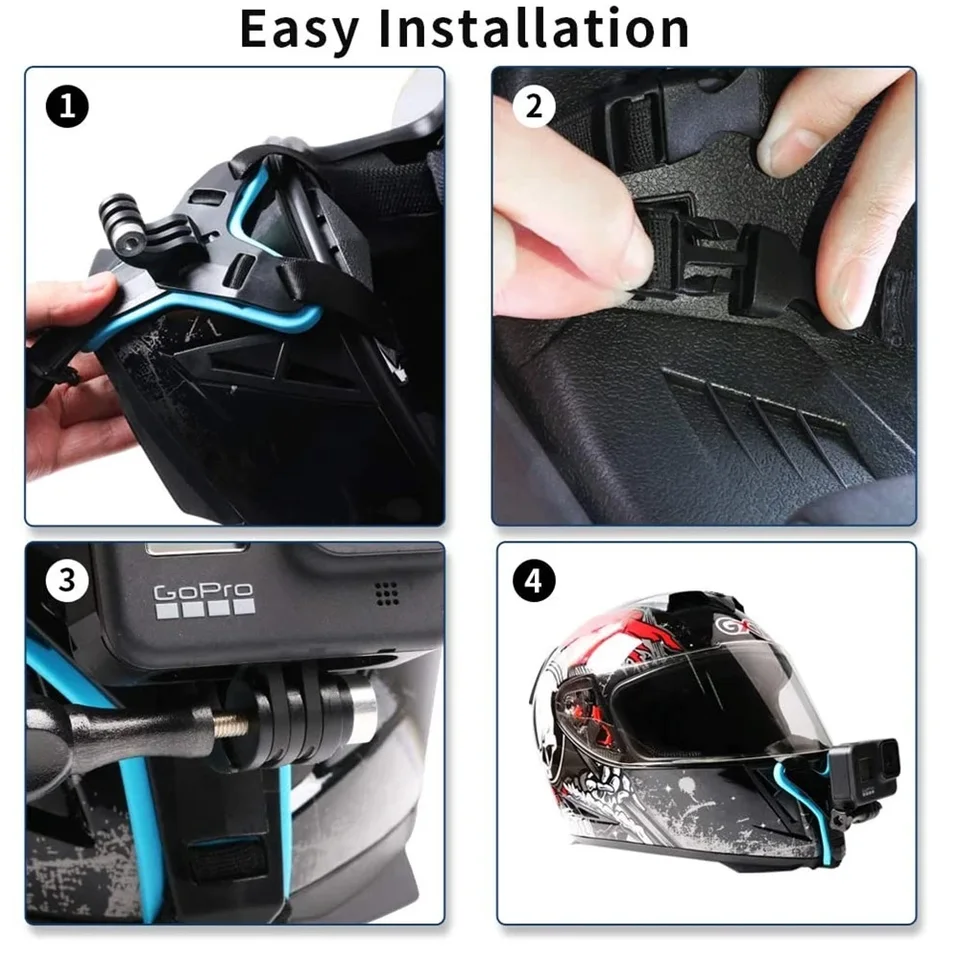 Supporto Mento Per Casco Moto – Attacco Per GoPro Hero 13/12/11 E Action Cam, Regolabile E Resistente