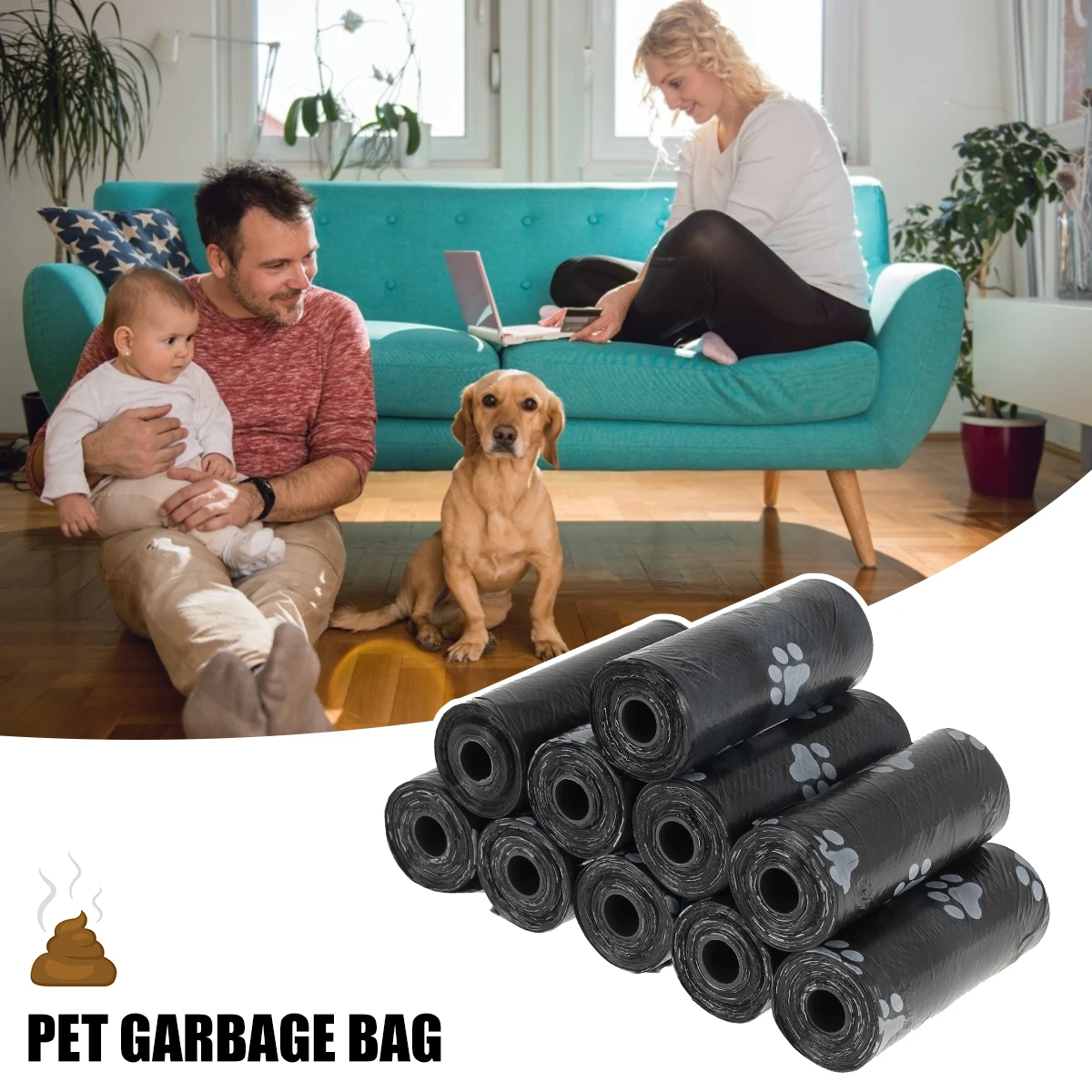 30/60 Rolls Dog Poop Bag Outdoor Cleaning Poop Bag With Breakpoint Dog Cat Poop Clean Pick Up Tools Home Pet Accessories