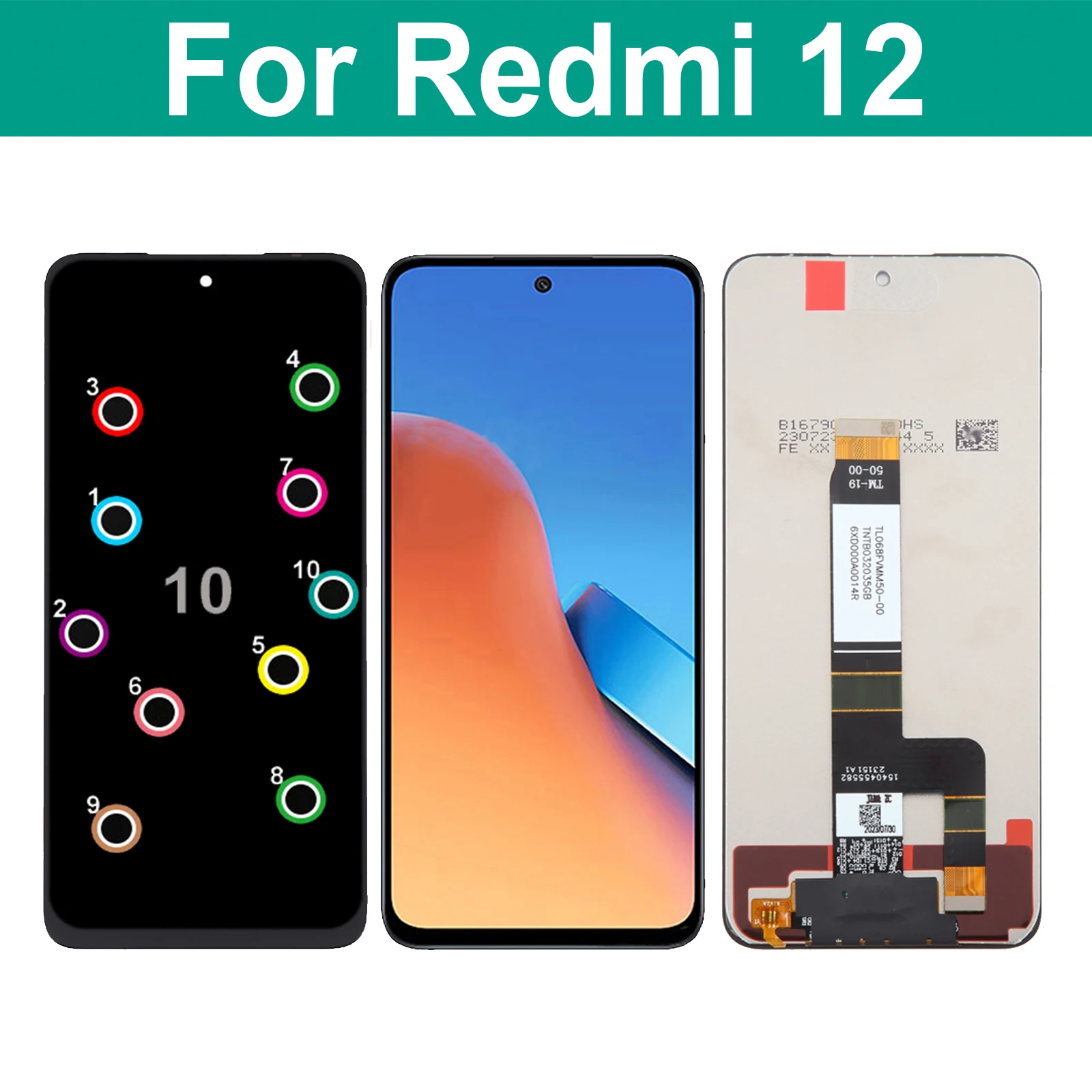 

For Xiaomi Redmi 12 23053RN02A LCD Display Touch Screen Replacement Digitizer Assembly