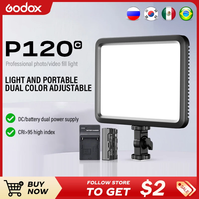 

Godox Protable P120 C 3300K-5600K Studio Video Light Lamp For Camera DV Camcorder