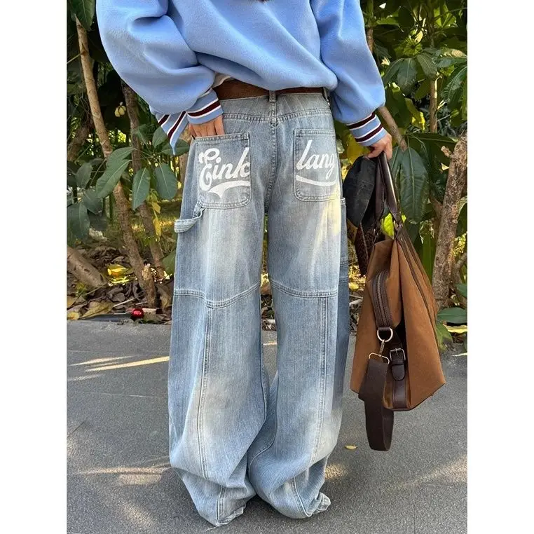 Baggy Pants for Women Wide Jeans Street Wear Clothes Korean Streetwear Y2k Clothing American Vintage Harajuku Fashion Women's