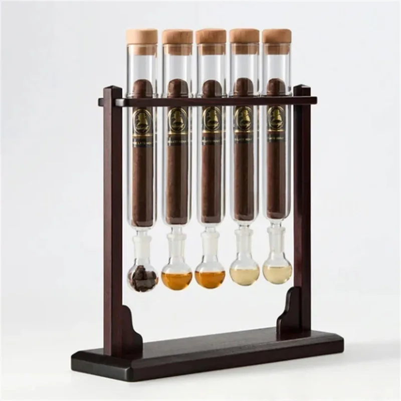 Glass Cigar Tubes Humidor Set, Cigar Flavor Infuser, Ball Base & Wooden Plug,Cigar Incense Glass Tube Set, Chrismas for Men