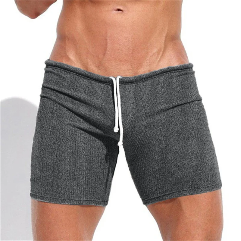 

Casual Men Shorts Summer Breathable Shorts Solid Color Running Sports Seaside Resort Shorts Male Elasticity Drawstring Shorts