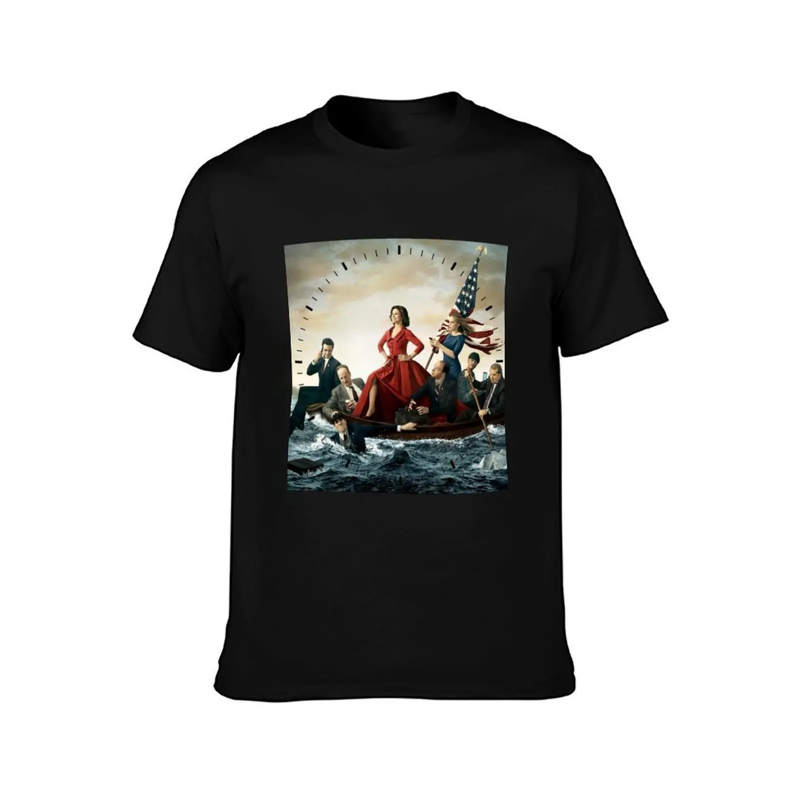 Veep Clock T-Shirt, Summer Casual Cotton Tee, Oversized Streetwear Tops, Vintage Graphic Print, Loose Fit Short Sleeve