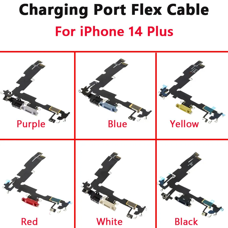 

1 шт., гибкий кабель для зарядного порта для iPhone 14 Plus, USB-разъем для док-станции для зарядного устройства с лентой для микрофона, ремонт