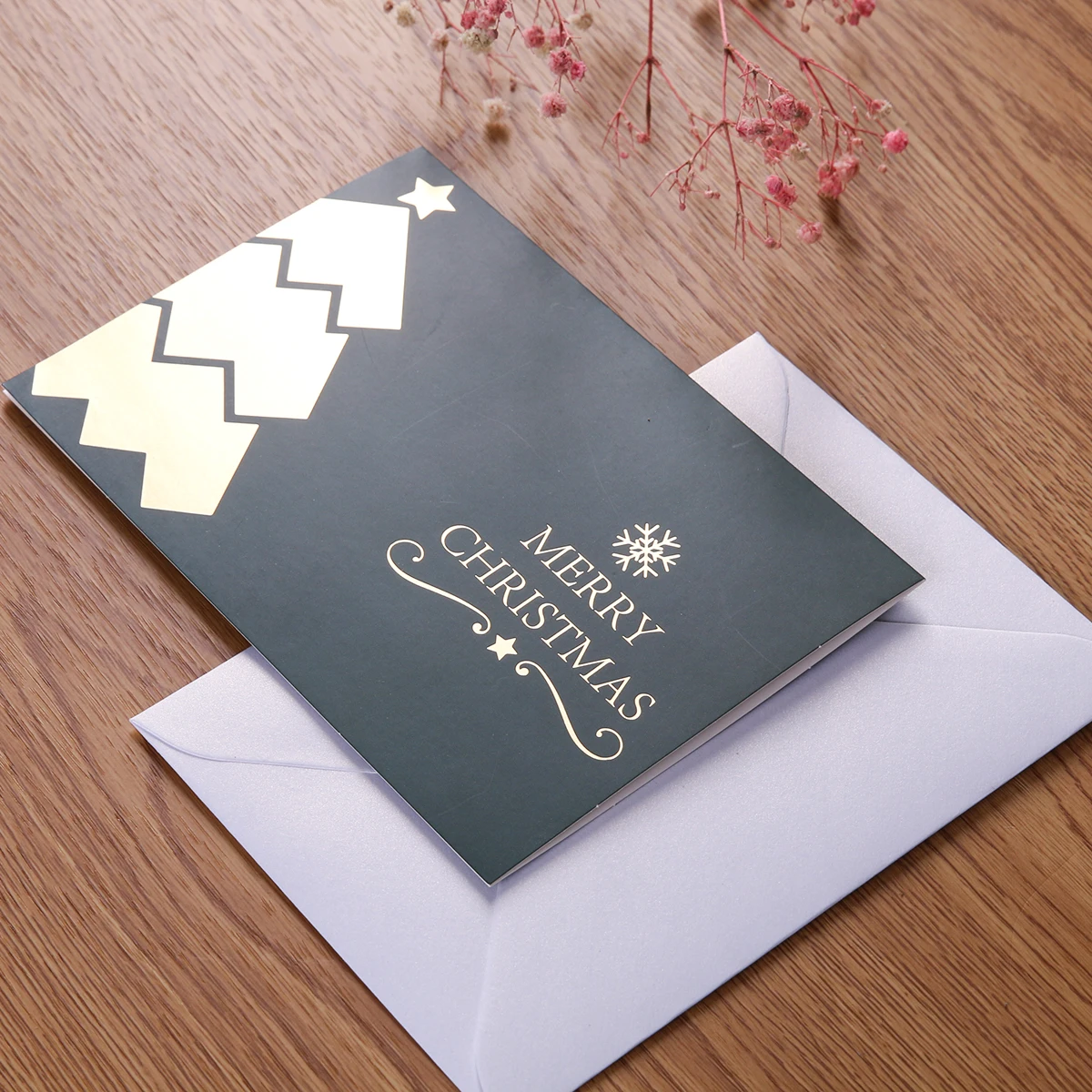 6 Pcs Christmas Greeting Cards with Envelopes Different Designs Gilding Printing